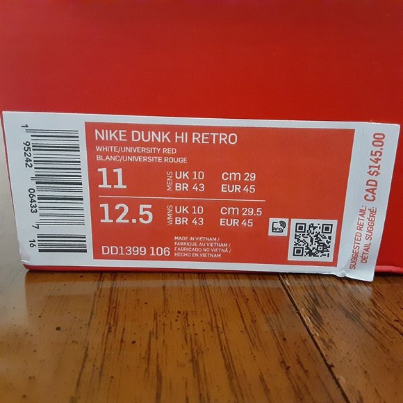 Size 11 - Nike Dunk High Retro Championship White Red - DD1399-106 - NEW! - Picture 8 of 8